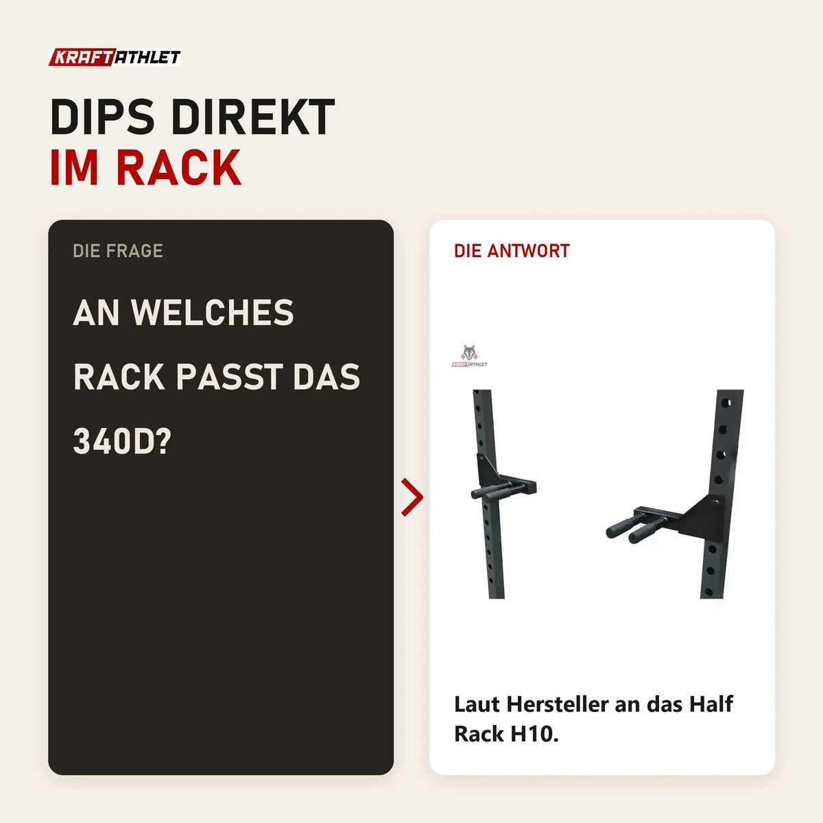 Frage und Antwort zu Titanium Strength 340D Dip Handle X Line: An welches Rack passt das 340D?