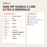 Technische Daten und Merkmale von Titanium Strength 340D Dip Handle X Line als Tabelle
