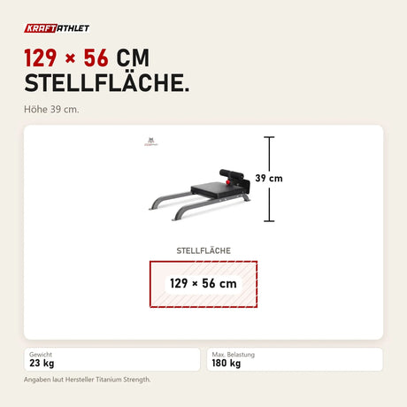 Maßbild Titanium Strength 60FGH Floor GHD: Stellfläche 129 × 56 cm, Höhe 39 cm