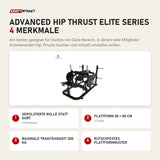 Titanium Strength Advanced Hip Thrust Elite Series mit 4 Merkmalen: Gepolsterte Rolle statt Gurt, Plattform 50 × 80 cm, Maximale Tragfähigkeit 300 kg, Rutschfestes Plattformmuster