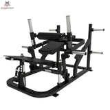 Titanium Strength Advanced Hip Thrust Elite Series in Schrägansicht von hinten mit Fußplattform und Rahmen