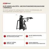 Titanium Strength Elite Series Agilitäts- und Richtungswechselmaschine mit 4 Merkmalen: Training in frontaler sagittaler und transversaler Ebene, 165-kg-Gewichtsstapel, Arme in 7 Höhen verstellbar, Drehen Abbremsen Beschleunigen gegen Widerstand