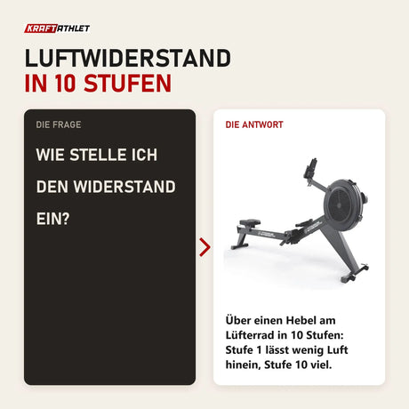 Frage und Antwort zu Titanium Strength Air Rowing Machine Rudergerät: Wie stelle ich den Widerstand ein?