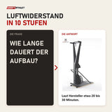 Frage und Antwort zu Titanium Strength Air Ski Trainer mit Ständer: Wie lange dauert der Aufbau?