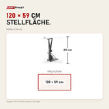 Maßbild Titanium Strength Air Ski Trainer mit Ständer: Stellfläche 120 × 59 cm, Höhe 214 cm