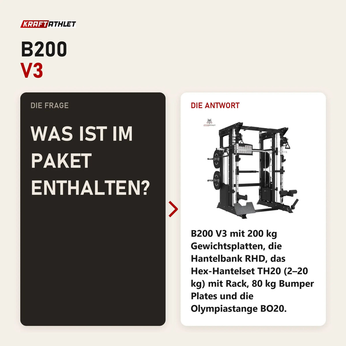 Frage und Antwort zu Titanium Strength All-in-One-Fitnessstudio Paket: Was ist im Paket enthalten?