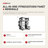 Titanium Strength All-in-One-Fitnessstudio Paket mit 4 Merkmalen: B200 V3, 200 kg Gewichtsplatten, Klimmzug- und Dip-Station, Verstellbare Hantelbank RHD