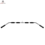 Titanium Strength B01 Revolving Lat Bar in Frontansicht, verchromte Latzugstange mit schwarzen Griffen und Drehgelenk