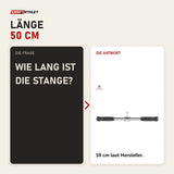 Frage und Antwort zu Titanium Strength B02 Gerade Stange 50 cm: Wie lang ist die Stange?