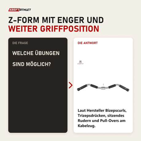 Frage und Antwort zu Titanium Strength B06 Bizeps/Trizeps-Griff: Welche Übungen sind möglich?
