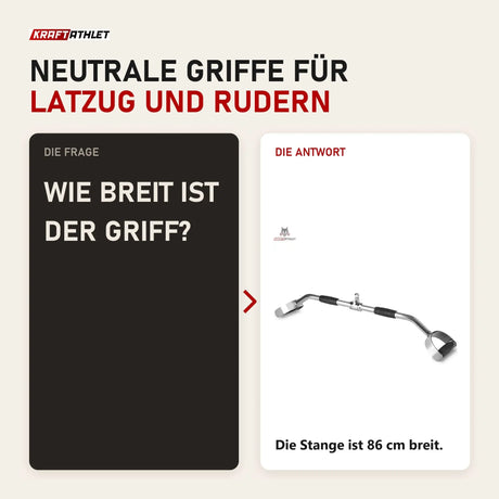 Frage und Antwort zu Titanium Strength B07 Gerader Paralleler Griff 86 cm: Wie breit ist der Griff?