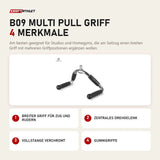 Titanium Strength B09 Multi Pull Griff mit 4 Merkmalen: Breiter Griff für Zug und Rudern, Zentrales Drehgelenk, Vollstange verchromt, Gummigriffe
