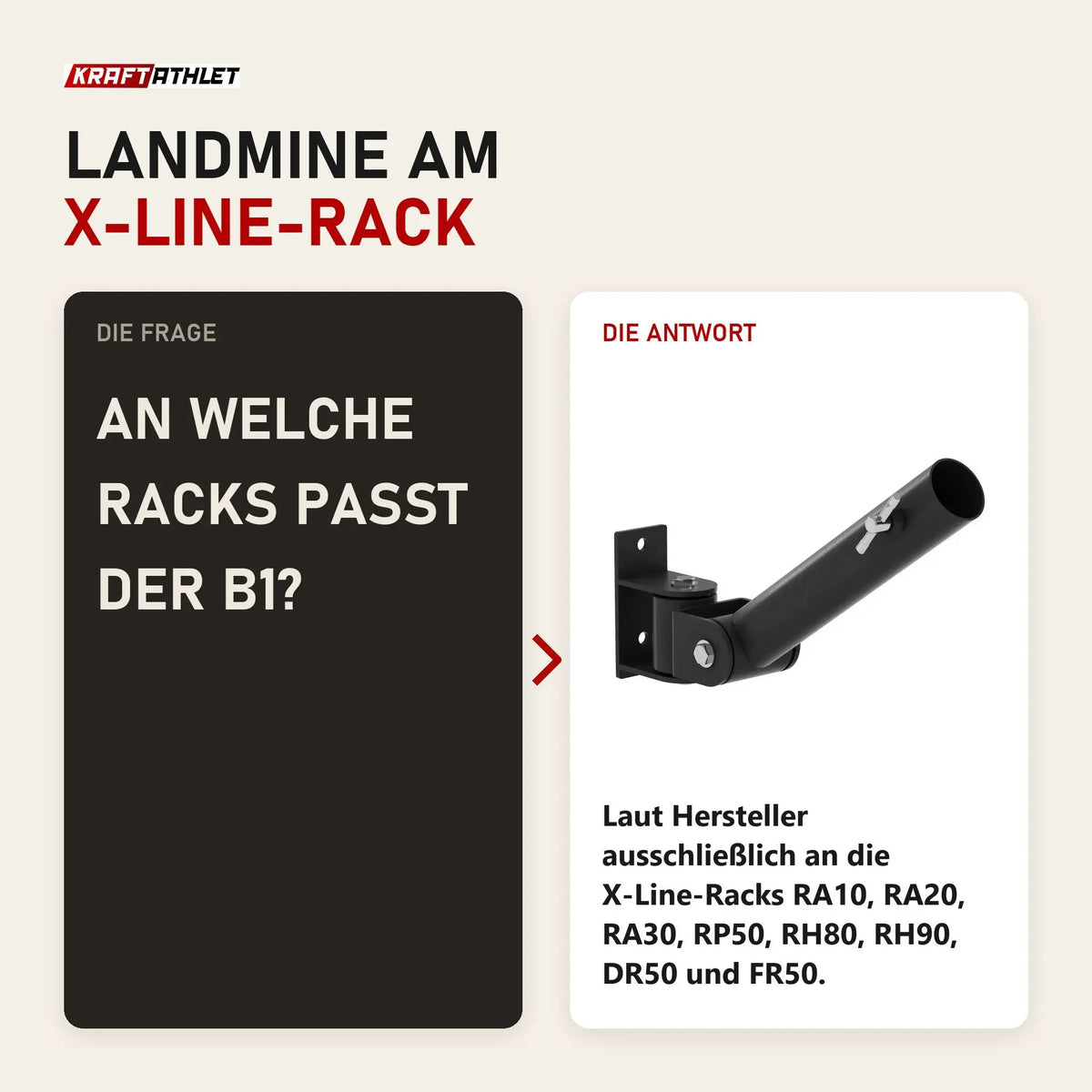 Frage und Antwort zu Titanium Strength B1 Landmine T-Bar Trainer X Line: An welche Racks passt der B1?