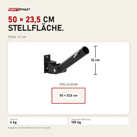 Maßbild Titanium Strength B1 Landmine T-Bar Trainer X Line: Stellfläche 50 × 23,5 cm, Höhe 12 cm