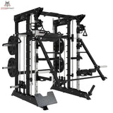 Titanium Strength B100 / B200 Jammer Arms am Kraftstation-Rack montiert, zweite Schrägansicht mit beladenen Armen