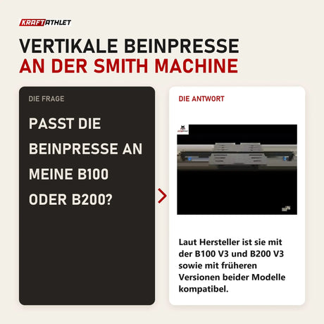 Frage und Antwort zu Titanium Strength B100 / B200 Vertikale Beinpresse: Passt die Beinpresse an meine B100 oder B200?