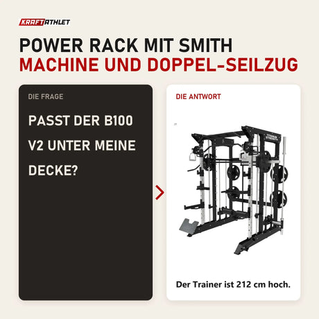 Frage und Antwort zu Titanium Strength B100 V2 All-in-One Trainer: Passt der B100 V2 unter meine Decke?