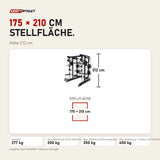 Maßbild Titanium Strength B100 V2 All-in-One Trainer: Stellfläche 175 × 210 cm, Höhe 212 cm