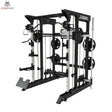 Titanium Strength B100 V2 All-in-One Trainer – Schrägansicht mit Multipresse, Seilzügen und Scheibenhaltern