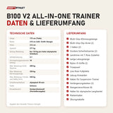 Technische Daten und Lieferumfang von Titanium Strength B100 V2 All-in-One Trainer als Tabelle