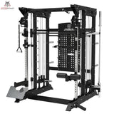 Titanium Strength B100 V4 Kraftstation: Schrägansicht von links mit Multipresse und Seilzügen