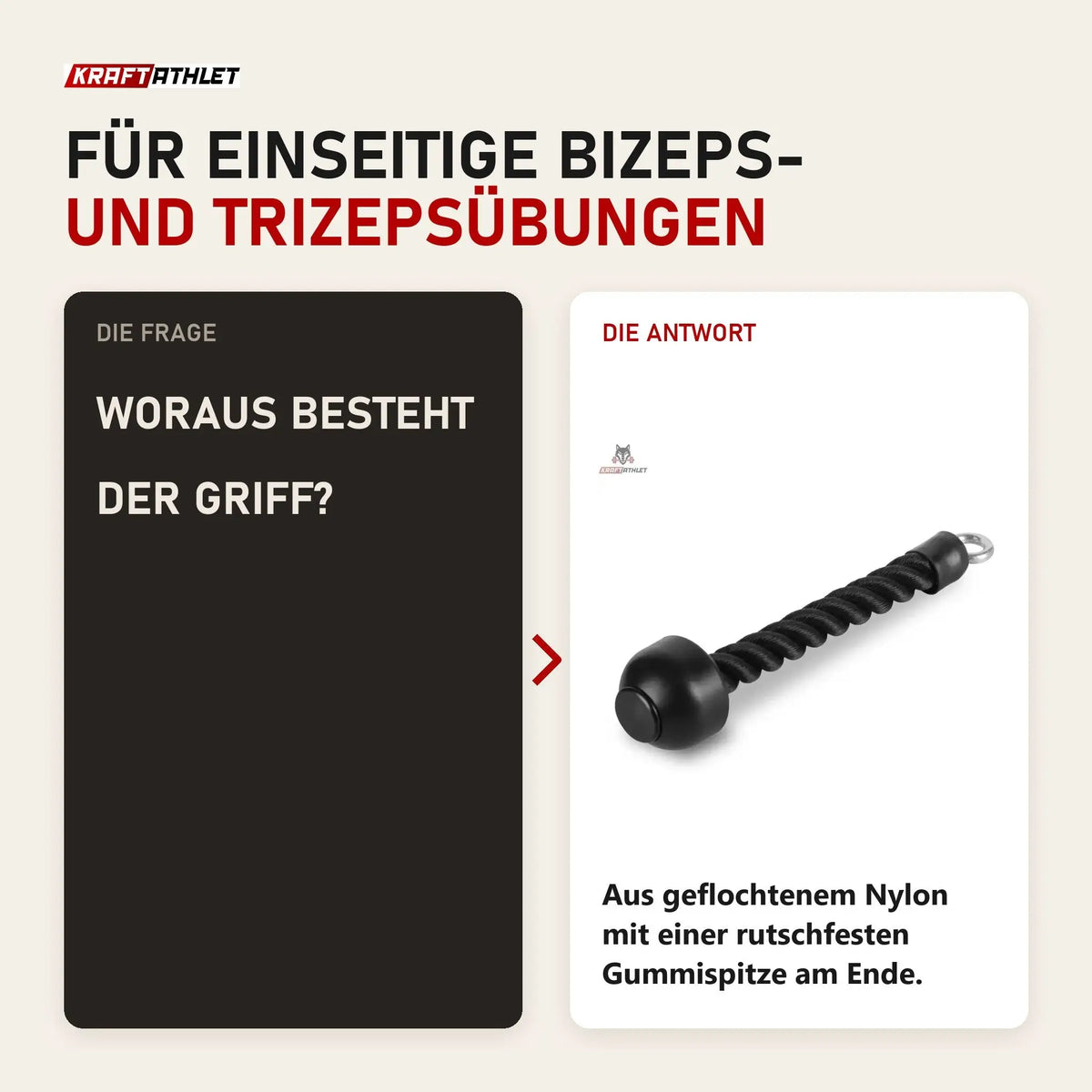 Frage und Antwort zu Titanium Strength B11 Einhändiger Trizeps-Griff: Woraus besteht der Griff?