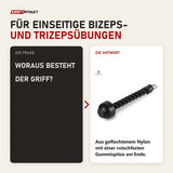 Frage und Antwort zu Titanium Strength B11 Einhändiger Trizeps-Griff: Woraus besteht der Griff?