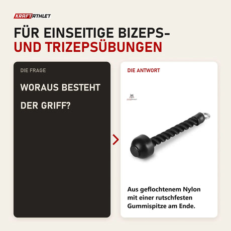 Frage und Antwort zu Titanium Strength B11 Einhändiger Trizeps-Griff: Woraus besteht der Griff?