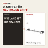 Frage und Antwort zu Titanium Strength B14 Latzugstange parallel mit D-Griffen 61 cm: Wie lang ist die Stange?