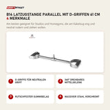 Titanium Strength B14 Latzugstange parallel mit D-Griffen 61 cm mit 4 Merkmalen: D-Griffe für neutralen Griff, 360° drehbares Mittelgelenk, Rutschfester Gummibelag, Massiver Stahl verchromt