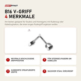 Titanium Strength B16 V-Griff mit 4 Merkmalen: Neutrale geschlossene Griffposition, Für sitzendes Rudern am Kabelzug, Gummierte strukturierte Griffe, Massiver Stahl verchromt