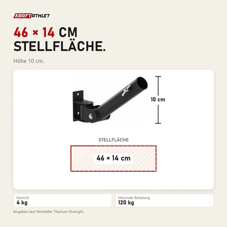 Maßbild Titanium Strength B2 Landmine T-Bar Trainer Evolution: Stellfläche 46 × 14 cm, Höhe 10 cm