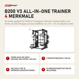 Titanium Strength B200 V3 All-in-One Trainer mit 4 Merkmalen: Power Rack mit Smith Machine und Doppel-Seilzug, 2 Gewichtsblöcke à 100 kg, Seilzug 2:1 mit 18 Verriegelungspositionen, Klimmzugstange bis 350 kg belastbar