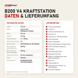 Technische Daten und Lieferumfang von Titanium Strength B200 V4 Kraftstation als Tabelle