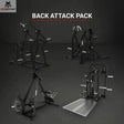 Titanium Strength Back Attack Pack: vier Plate-Loaded-Geräte für den Rücken im dunklen Studio