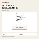 Maßbild Titanium Strength Ballaufbewahrungs-Rack für Medicine, Wall, Slam und Fitballs: Stellfläche 193 × 56 cm, Höhe 184,4 cm