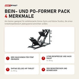 Titanium Strength Bein- und Po-Former Pack mit 4 Merkmalen: Drei Maschinen für fünf Übungen, LP300 Beinpresse und Hack Squat, DHP360 Deluxe Hip Thrust, 150X Beinstrecker und Beinbeuger
