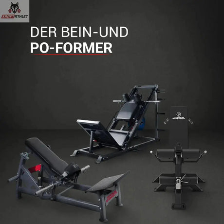 Titanium Strength Bein- und Po-Former Pack, Gesamtset mit drei Beingeräten vor dunklem Hintergrund