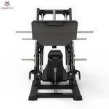 Titanium Strength Beinpresse 45° Plus Elite Series in Schwarz, Frontansicht auf Fußplatte und Sitz
