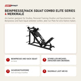 Titanium Strength Beinpresse/Hack Squat Combo Elite Series mit 4 Merkmalen: Beinpresse und Hack Squat, Schneller Wechsel zwischen den Übungen, Sicherheitssperre, Maximale Last 400 kg