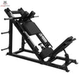 Titanium Strength Beinpresse/Hack Squat Combo Elite Series in Schrägansicht mit Rückenpolster
