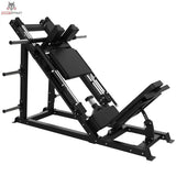 Titanium Strength Beinpresse/Hack Squat Combo Elite Series in Schrägansicht mit Rückenpolster