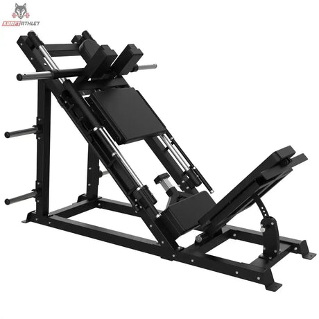 Titanium Strength Beinpresse/Hack Squat Combo Elite Series in Schrägansicht mit Rückenpolster