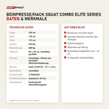 Technische Daten und Merkmale von Titanium Strength Beinpresse/Hack Squat Combo Elite Series als Tabelle