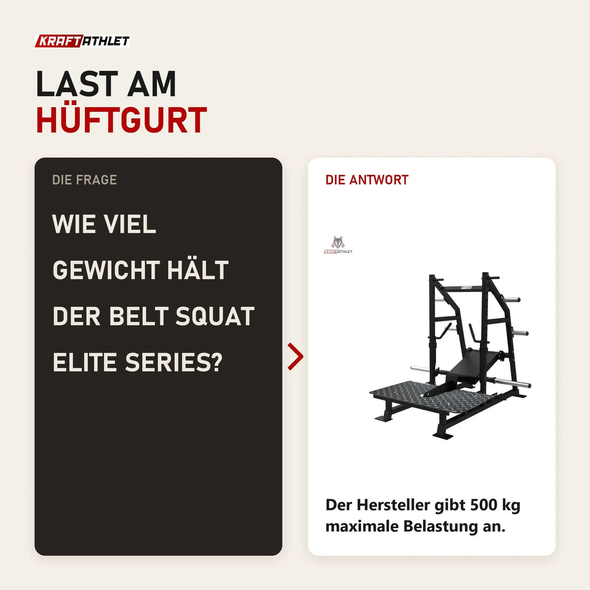 Frage und Antwort zu Titanium Strength Belt Squat Elite Series: Wie viel Gewicht hält der Belt Squat Elite Series?