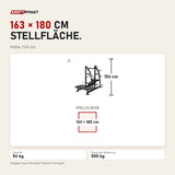 Maßbild Titanium Strength Belt Squat Elite Series: Stellfläche 163 × 180 cm, Höhe 154 cm