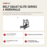 Titanium Strength Belt Squat Elite Series mit 4 Merkmalen: Last am Hüftgurt, Maximale Belastung 500 kg, Plattform 118 × 69 cm, Feste Griffe aus Aluminiumlegierung