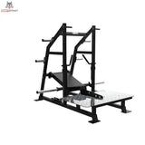 Titanium Strength Belt Squat Elite Series in Schrägansicht von links mit Riffelblech-Plattform und Griffen