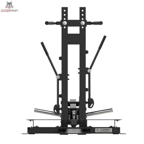 Titanium Strength Belt Squat Pro Elite Series in Frontansicht mit Säule, Griffen und Plattform