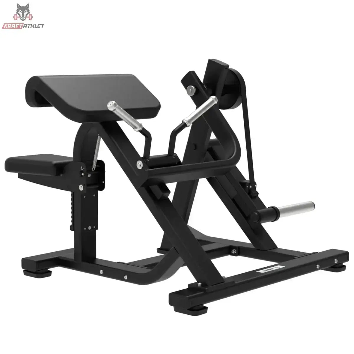 Titanium Strength Biceps, Triceps & Abs Pack: Bizepsmaschine mit Armauflage und Hantelstange, Seitenansicht
